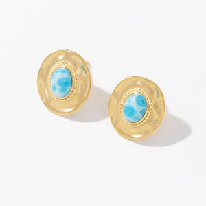 Simple fabricante de moda Vintage joyería delicada acero inoxidable no se deslustra joyería impermeable turquesa Stud pendientes - Product Image 1