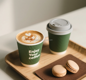 Gobelets à café jetables personnalisables en PLA biodégradable de 12 oz, en papier kraft, à paroi simple, avec gaufrage et estampage, pour <span class=keywords><strong>nouilles</strong></span> individuelles en PE - Product Image 4