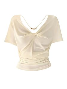 2026 Venta al por mayor desde China: Camiseta <span class=keywords><strong>de</strong></span> manga corta con cuello en V y nudo retorcido, estilo dulce y delicado, blusa elegante <span class=keywords><strong>de</strong></span> verano con fruncido y corte ajustado. - Product Image 3