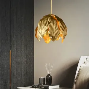 JYLIGHTING 2023 nuova illuminazione per interni moderna lampada a sospensione con foglie di metallo dorato