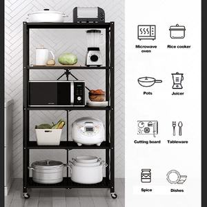 Estante para horno microondas ajustable de acero al carbono sin instalación de <span class=keywords><strong>2</strong></span>-5 niveles para el hogar, estante plegable para almacenamiento de cocina - Product Image 3