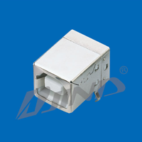 Conector USB 2.0 Tipo B Hembra, de 4 Pines, con Terminal de Orificio en Ángulo Recto, Tipo LCP, para Aplicaciones en PCB, Modelo USB-B-102