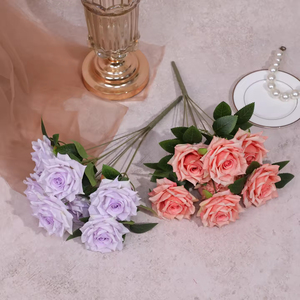 Rosas de Diamante de Lujo con 9 Cabezas, Flores Artificiales Hechas a Mano de Larga Duración, Arreglo Decorativo para Fondo de Boda, Flor de Seda - Product Image 3