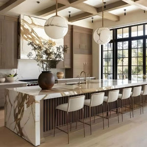 Comptoir de cuisine en marbre Calacatta Gold avec texture, aspect marbre naturel, dalles de comptoir de cuisine, armoires de cuisine - Product Image 2