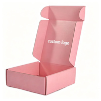 Boîte d'emballage rose avec logo personnalisé, petit carton ondulé, boîte en papier multicolore pour vêtements, bijoux et emballages cadeaux