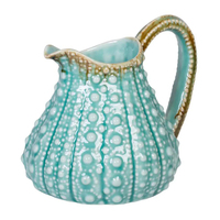Pichet artisanal en céramique en forme d'ormeau, poterie décorative en porcelaine bleu-vert