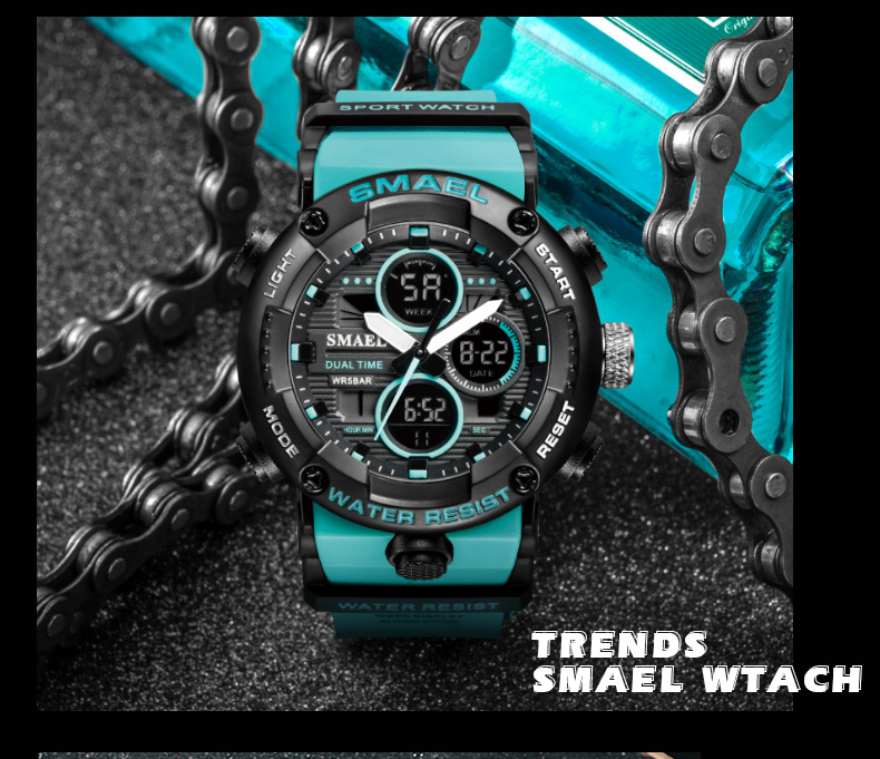 SMAEL 8038 reloj men sports quartz watch analog digital waterproof wrist watches