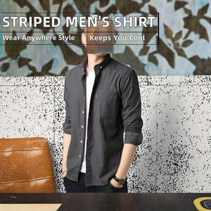 Camisa de Vestir para Hombre 2025, Doble Botonadura, Rayas, Transpirable, Elegante, Manga Larga, Informal, para Primavera/Otoño, Se Acepta OEM - Product Image 2