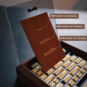 Letras <span class=keywords><strong>y</strong></span> Números de Latón con Revestimiento de Cuero, Fuente DIY en Relieve, Intercambiables con Ranura en T, Mayúsculas <span class=keywords><strong>y</strong></span> Minúsculas, Juego Completo de Letras - Product Image 2