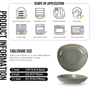 Platos de porcelana de estilo nórdico para sopa, platos de cerámica de Color gris, irregulares, reactivos, creativos, para restaurante, gran oferta - Product Image 6