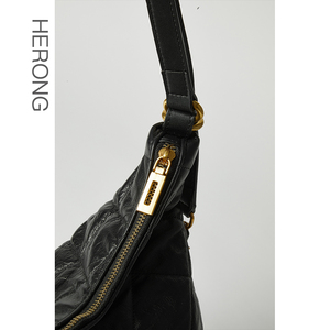 Bolso <span class=keywords><strong>vagabundo</strong></span> de alta calidad con entramado rombal francés para mujer, nuevo bolso de hombro Popular para mujer, cremallera, dos correas - Product Image 6