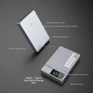โรงงานขายส่ง พาวเวอร์แบงค์แม่เหล็ก 3-in-1 ความจุ 10000mAh 22.5W PD หน้าจอ TFT พร้อมขาตั้งพับได้ แบตเตอรี่พกพาบางเฉียบ สั่งทำโลโก้ได้ - Product Image 2