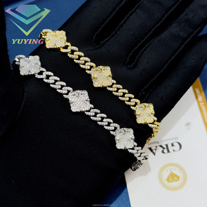 Four Leaf Clover Charm <b>Bracelet</b> 925 Silver 18K Gold Plated with GRA Certificate 12mm <b>Infinity</b> VVS D Color Moissanite <b>Bracelet</b> - Product Image 3