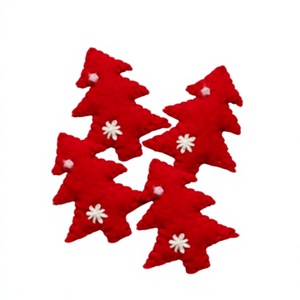 Luxury Handmade Eco-Friendly Red Wool Felt <b>Christmas</b> <b>Tree</b> Ornaments White Snowflake Decor Traditional Indoor <b>Wall</b> Hanging - Product Image 1