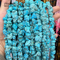 Perles de pierre turquoise bleue irrégulières améliorées, brin de 10x18mm, perles de pierre turquoise brute lisses en forme de pépite pour la fabrication de bijoux
