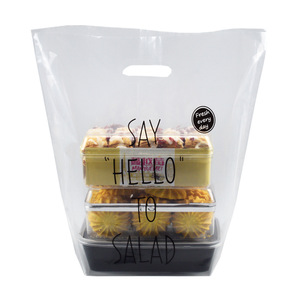 Custom Clear transparent Merchandise Plastic Bags logo with Die Cut Handles Bulk Retail Bags for Small Business shopping bag