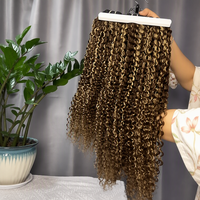Extensions de cheveux bouclés brésiliens vierges Remy, double épaisseur, lots de cheveux humains, 22-26 pouces, vente en gros