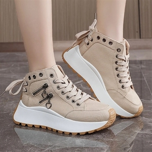 Chaussures décontractées montantes <span class=keywords><strong>pour</strong></span> femmes 2025 – 3 couleurs, semelle épaisse, fermeture éclair et lacets, détail cœur, antidérapantes, toutes saisons - Product Image 1