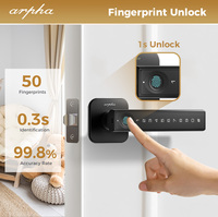 Serrure de porte intelligente Arpha D228 avec empreinte digitale, anti-espionnage, mot de passe, poignée à bouton, application Tuya, entrée sans clé, serrure de porte numérique