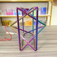Pyramides de cristal de quartz pur Merkaba pour bain sonore HF, hexagramme sacré alchimique, titane, méditation, quartz Merkaba