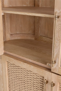 Buffet en bois massif de style ferme moderne avec rangement pour salle à manger, salon, bar à domicile - Poignées en métal, meubles de maison - Product Image 5