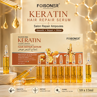 Ampoules de sérum réparateur pour cheveux à la kératine 10x13ml, traitement protéiné au collagène pour des cheveux lisses, pour cheveux secs et abîmés