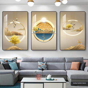 Cuadro de Pared de Hotel Popular, Tríptico de Lujo Ligero, Pintura Abstracta para Colgar, Pintura de Pared de Porcelana de Cristal - Product Image 1