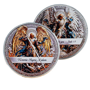 Pièce de collection commémorative en métal, motif Archange Michel, décoration, symbole de la foi, pour la lutte contre <span class=keywords><strong>le</strong></span> <span class=keywords><strong>mal</strong></span> - Product Image 1