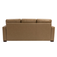 Canapé de salon moderne de luxe à 3 places en cuir véritable ergonomique et écologique avec pieds en bois, télécommande et garantie de 3 ans