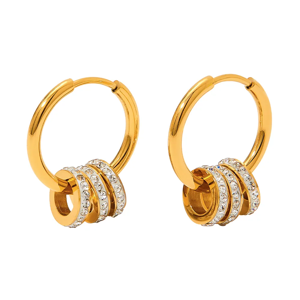 Trendy Multi-circle Earrings Jewelry Women Dismountable Hoop Stainless steel Earrings