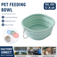 Vente en gros d'accessoires pour animaux de compagnie, bols de nourriture pliables et portables en silicone pour chiens et chats, colorés et personnalisés