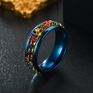 Anel giratório de diamantes, anel de aço inoxidável colorido, corrente giratória para homens e mulheres - Product Image 6