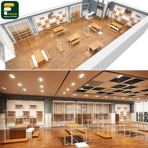 ราวแขวนเสื้อผ้าแบบมินิมอล ชั้นวางเสื้อผ้าแบบตั้งพื้น อุปกรณ์ตกแต่งร้านเสื้อผ้าสมัยใหม่ - Product Image 5