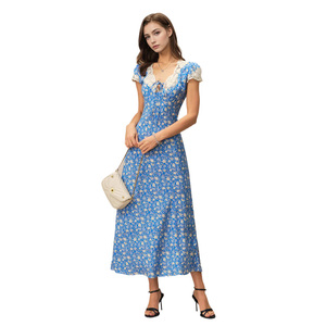 Vestido Maxi Vintage de Verano y Primavera para Mujer, Estampado de Puntos, Casual, con Adorno de Lazo y Cintura Natural - Product Image 2