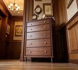 Traditional Solid Wood 5-Drawer <b>Chest</b> Cabinet Antique Finish Bedroom <b>Storage</b> Furniture - Product Image 6