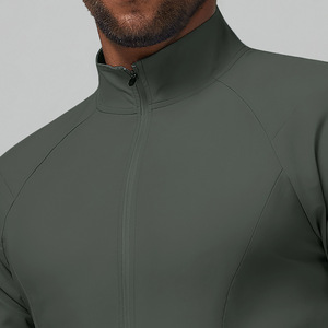 Giacca sportiva da <span class=keywords><strong>uomo</strong></span> di alta qualità per il tempo libero tinta unita con colletto con cerniera cappuccio in tela antivento per la corsa all'aperto Fitness Casual - Product Image 3