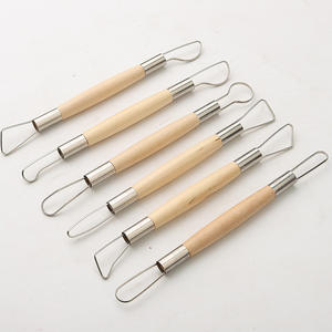 Ensemble 6 outils de <span class=keywords><strong>sculpture</strong></span> en <span class=keywords><strong>argile</strong></span> à manche en bois double face <span class=keywords><strong>Sculpture</strong></span> en boucle de fil Poterie Découpage de cire Modélisation Fournitures d'art - Product Image 3