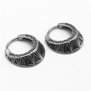 yunnique Hoop Earrings Geometric Pattern Stainless Steel Unisex Fashion Jewelry - Product Image 2