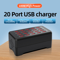 Chargeur multi-ports 20 ports 100W 5V2.4A Chargeurs universels multifonctions pour téléphone portable pour iPhone Samsung Huawei Xiaomi Écouteurs