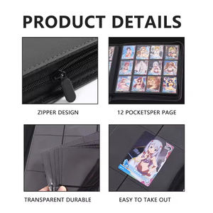 Portefeuille pour cartes, album pour cartes à collectionner à 12 pochettes, classeur personnalisé avec logo, 4, 6, 9, 12, 16, 20 pochettes, en cuir PU, classeur de collection, album - Product Image 5