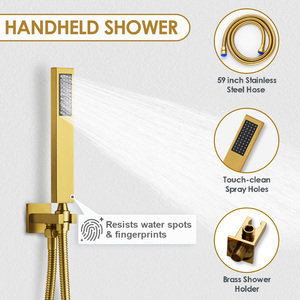 Kit de <span class=keywords><strong>douche</strong></span> de salle de bain doré Ensemble de <span class=keywords><strong>douche</strong></span> à effet pluie encastré mural Mélangeur de <span class=keywords><strong>douche</strong></span> dissimulé à 3 voies - Product Image 3