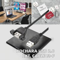 Câble d'extension coudé USB 2.0 Bochara, conducteur en cuivre pur, gaine en PVC, blindage tressé, transfert de données informatiques mâle-femelle