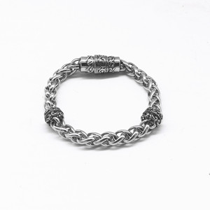 yunnique Skull Bracelet <b>Titanium</b> Steel Magnetic Clasp Unisex Jewelry Gift - Product Image 1