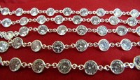 Collier tendance pour femme en acier inoxydable plaqué or 18 carats, avec zircone cubique en forme de pièce de monnaie, finition argent/or/noir, longueur 1 pied