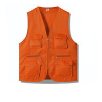 Gilet en tissu polyester avec logo personnalisé, respirant, décontracté, pour la pêche, le travail, le bénévolat, la sécurité, multi-poches, vêtements d'extérieur, OEM