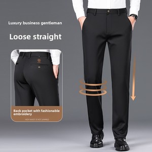Pantaloni <span class=keywords><strong>da</strong></span> Uomo Primaverili/Autunnali Spessi Antirughe; Pantaloni Casual a Gamba Dritta Larghi ad Alta Elasticità con Cerniera Decorata e Tasche Multiple - Product Image 2