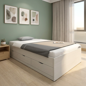 Hot Selling Furnizone Modern 2253 <b>Single</b> Wooden <b>Bed</b> Frame Customized Color Malaysia Origin Hotel Use Panel Design - Product Image 3