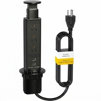 Mutfak Tezgahı için Açılır Kapanır Elektrik Priz Masası Gömme Priz Çoğaltıcısı, 3 AC Priz, 2 USB Girişi, 2.5 inç Delikli Kaldırılabilir Priz