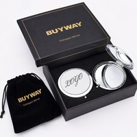 Miroir de Maquillage de Voyage BUYWAY, Compact, Rond, Pliable, Double Face, Grossissement 1X 2X, Miroir de Vanité pour Sac à Main, Vente en Gros