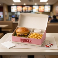 Boîte à emporter biodégradable personnalisée avec logo pour food truck, combo burger, poulet frit et frites